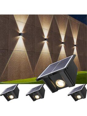 Solar Wall Lights Outdoor Waterproof LED Up Down Light Garden Porch Patio